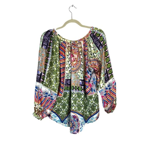 KAS Designs Women's Top Long Sleeve Scroll Paisley V Neck Size M - Picture 6 of 8